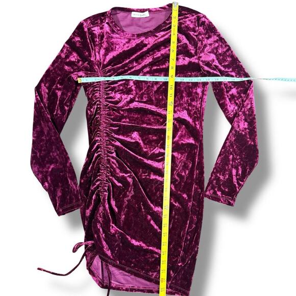 Live To Be Spoiled Burgundy Crushed Velvet Body Con Dress Ruched Side Sz L NWOT - Picture 6 of 7